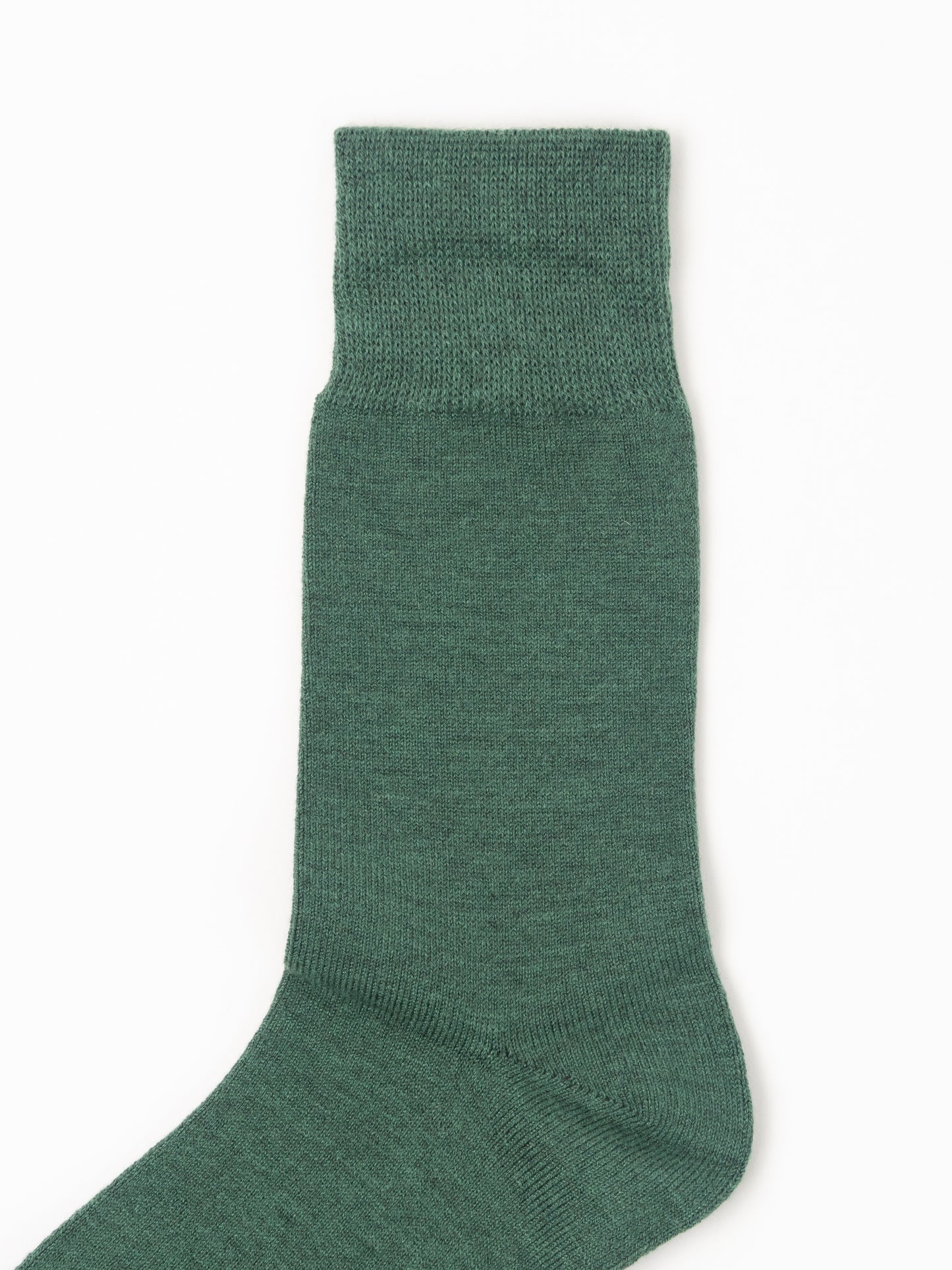 A single dark green ribbed knit sock shown against a plain white background.