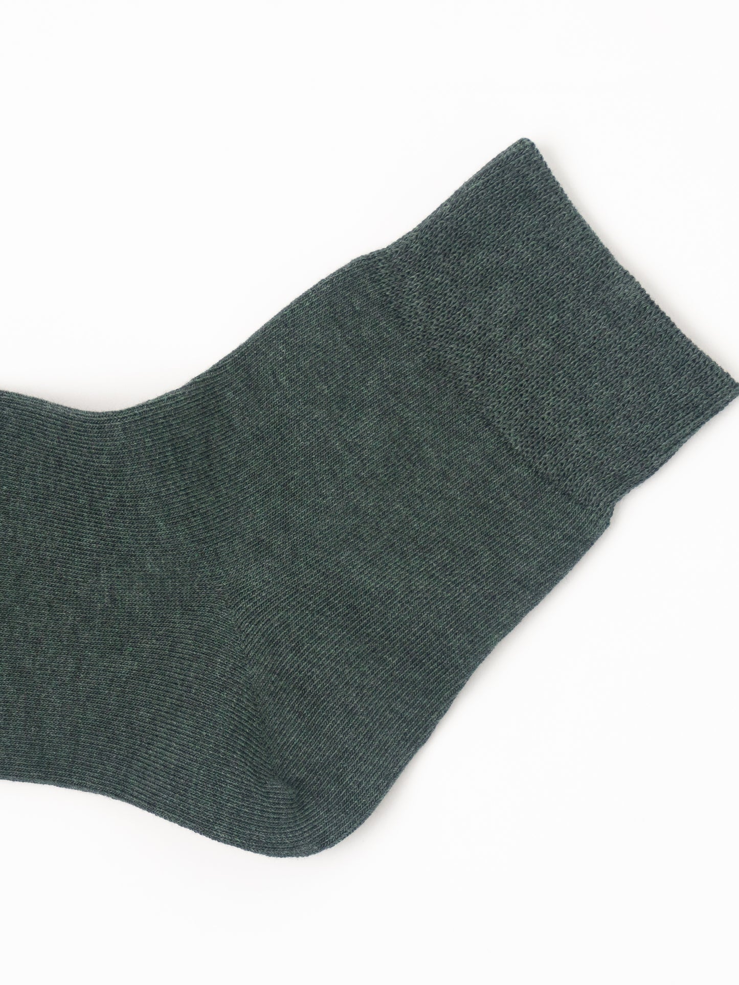 A single dark green ribbed knit sock shown on a plain white background.