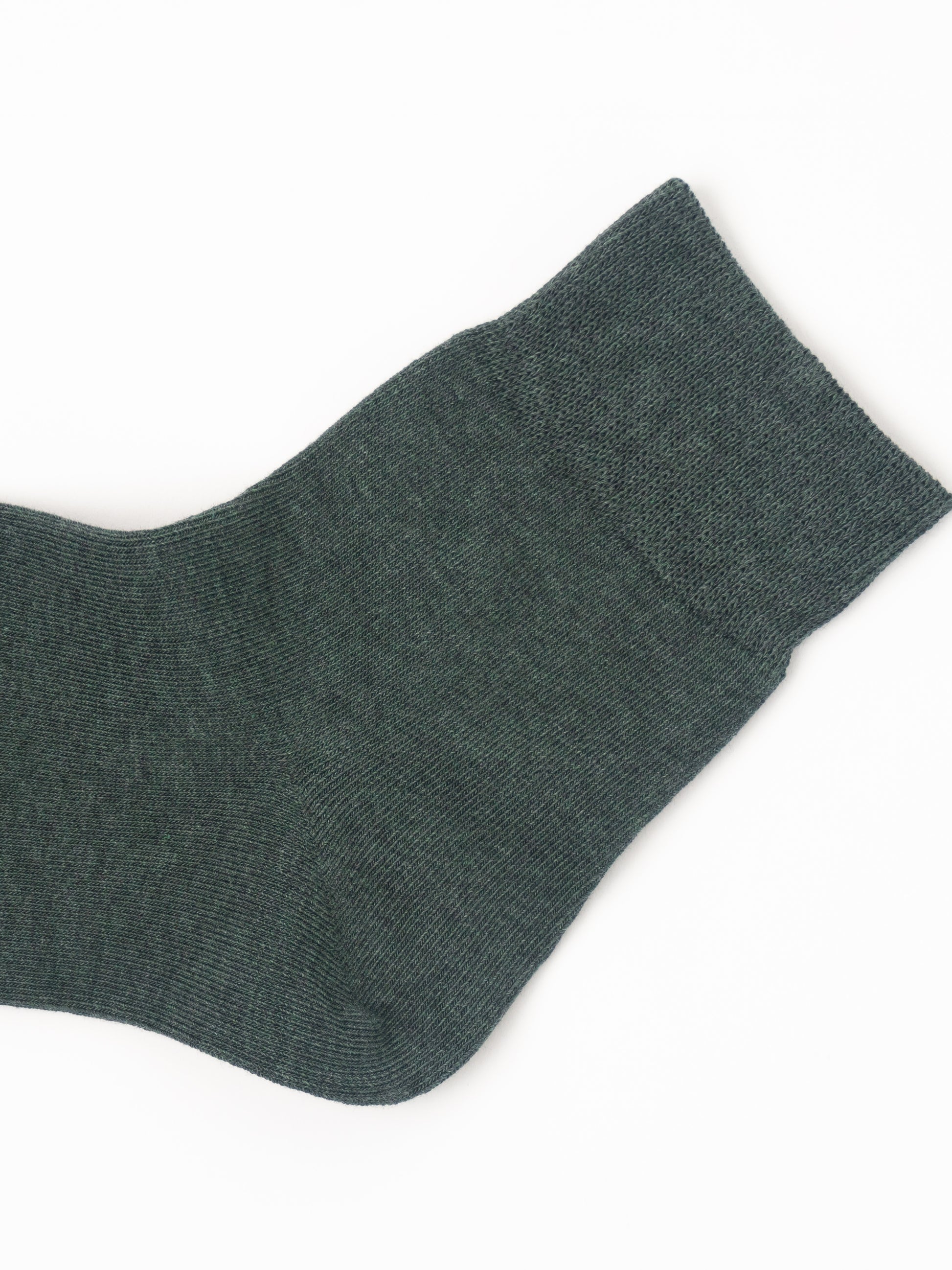 A single dark green ribbed knit sock shown on a plain white background.