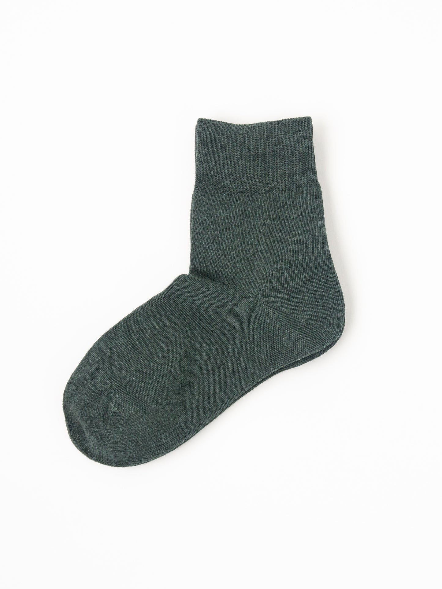 A single dark green heathered crew sock displayed against a plain white background.