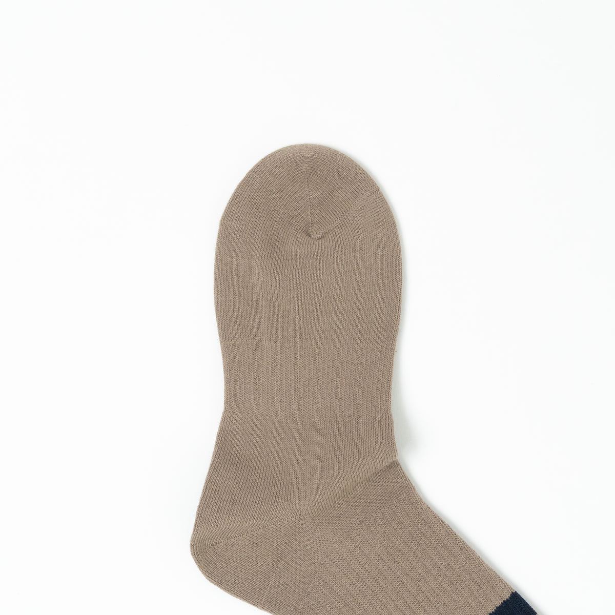 A single taupe-brown knit sock shown flat against a clean white background.