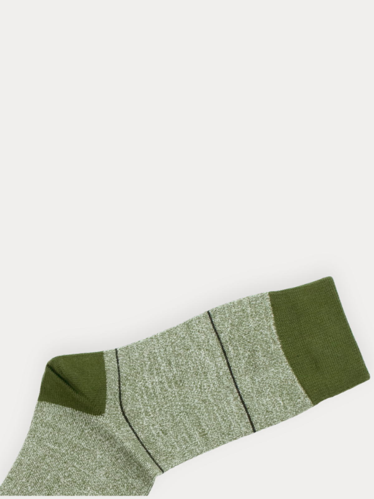 Pair of green socks with black stripes on a white background