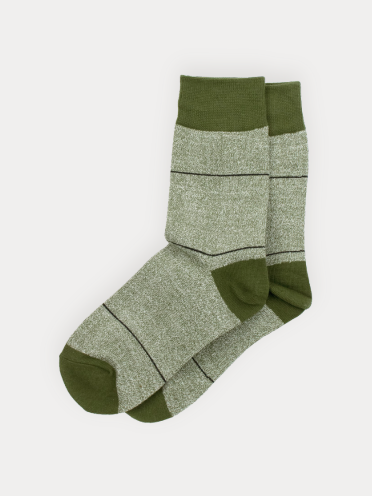 Pair of green socks on a white background