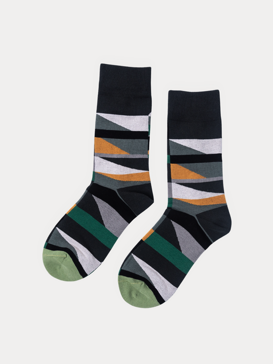 Geometric Colorblock Crew Socks