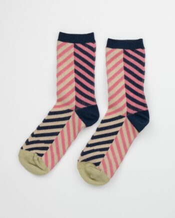 WomensMultiColorStripedCrewSocks