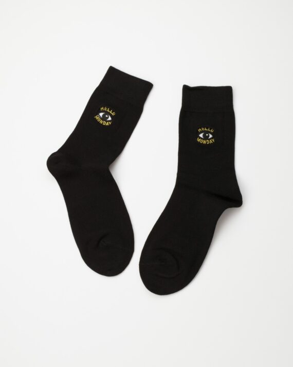 MensHelloMondayCrewSocksBlack