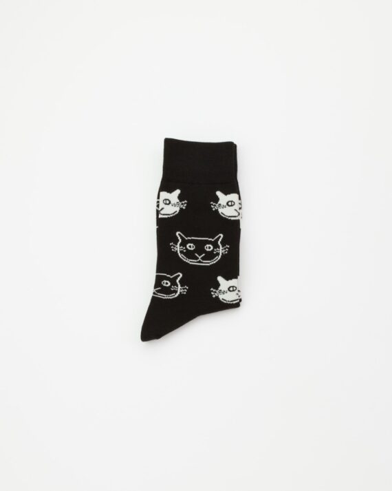 mensluckycatblackcrewsocks