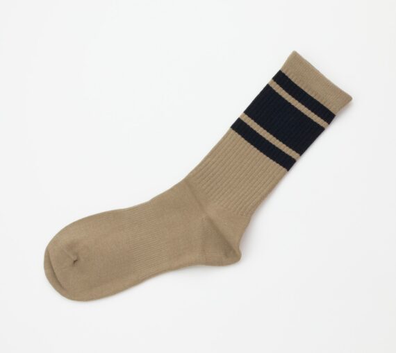 MensVintageStripeCrewSocksColorBeige