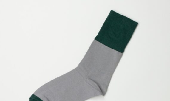 WomensCombedCottonTwoToneSockGreyGreenColor