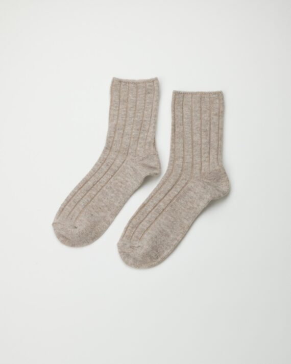 WomensSoftRibbedWoolSocksOat