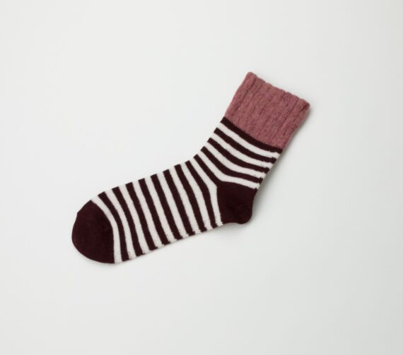 WomensStripedWoolSocksWineColor